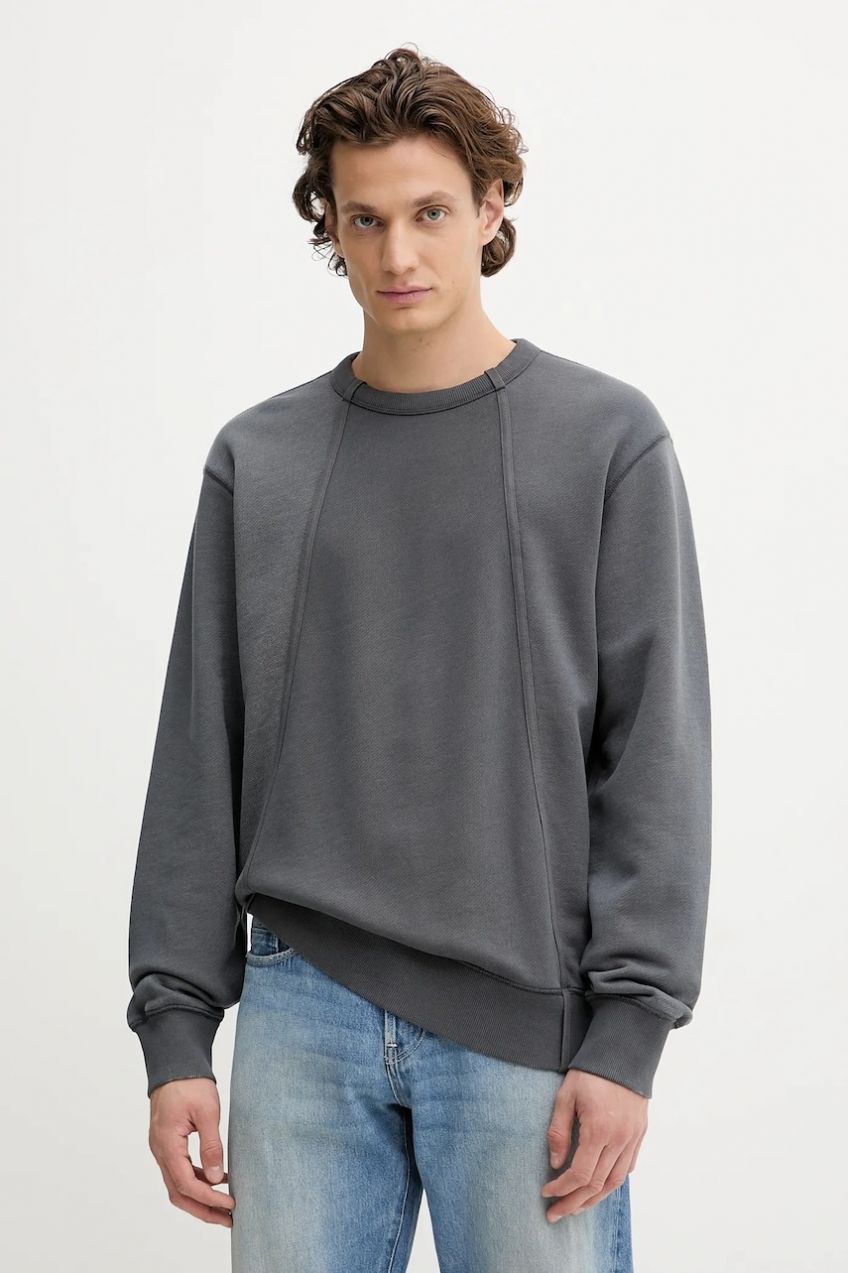 Bavlnená mikina G-Star Wash panel modrá farba, jednofarebná, D27089-E186