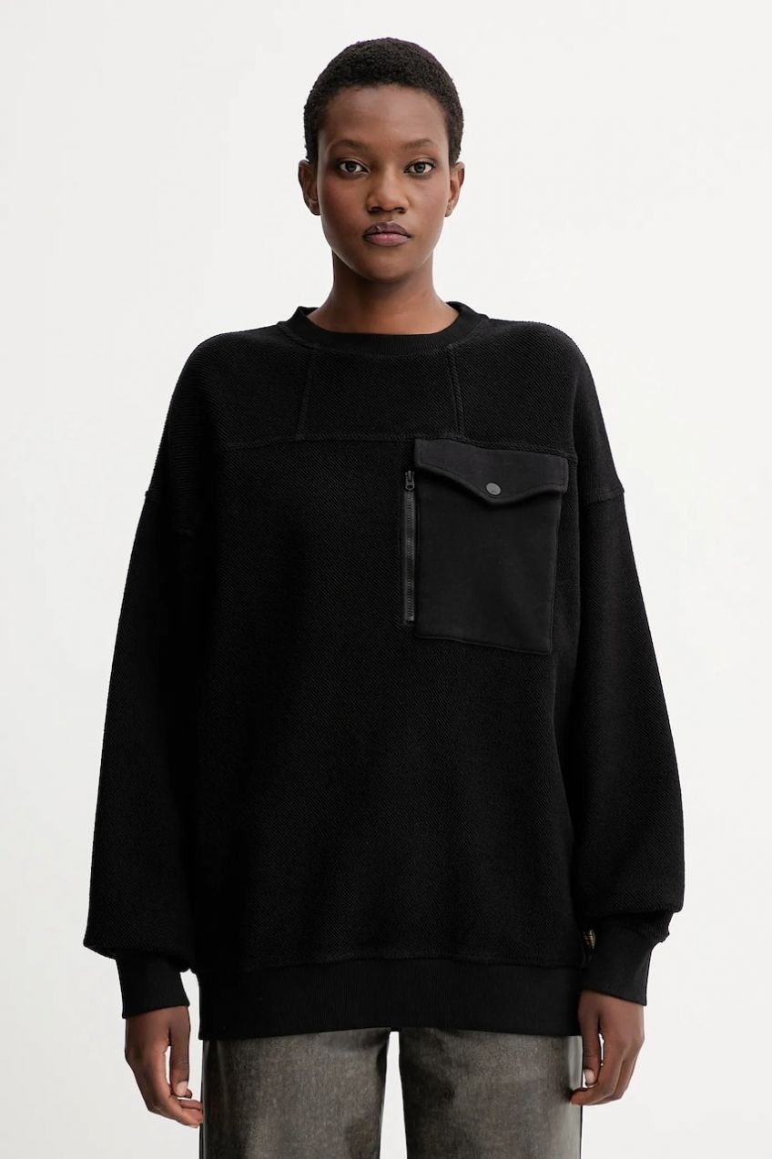 Bavlnená mikina G-Star Oversized pkt čierna farba, jednofarebná, D27733-E312