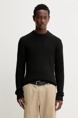 Bavlnený sveter HUGO Sribben_1 čierna farba, 50546863