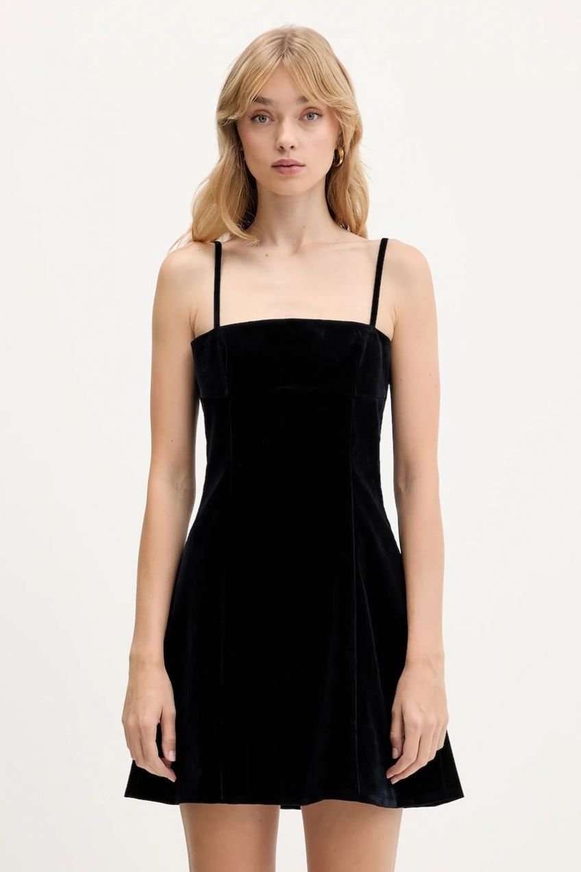 Zamatové šaty Rotate modrá farba, mini, áčkový strih, 1146951192