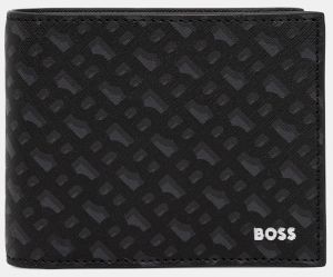 Kožená peňaženka BOSS Zair_MN_Trifold čierna farba, 50552855