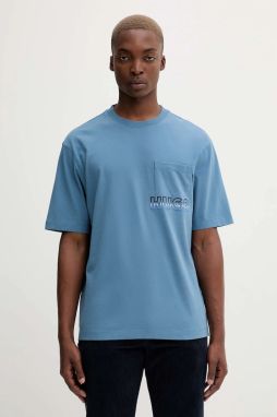 Bavlnené tričko Hugo Blue Nogoste pánske, modrá farba, s nášivkou, 50549120