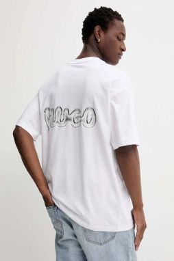 Bavlnené tričko Hugo Blue Nyrotee pánske, biela farba, s potlačou, 50549769