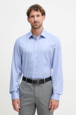 Bavlnená košeľa BOSS BECKHAM X BOSS tmavomodrá farba, regular, s talianskym golierom, 50554813