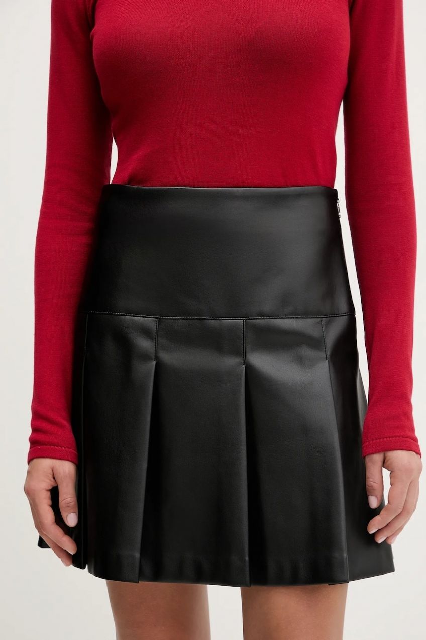 Sukňa HUGO Renore-1 čierna farba, mini, áčkový strih, 50550980