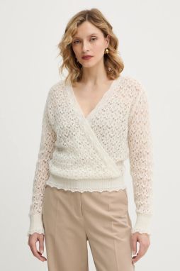 Sveter s prímesou moheru Twinset béžová farba, ľahký, 252TT3200