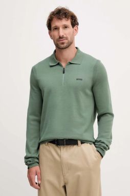 Bavlnený sveter BOSS Green KN_Ever-X PL zelená farba, ľahký, 50551688