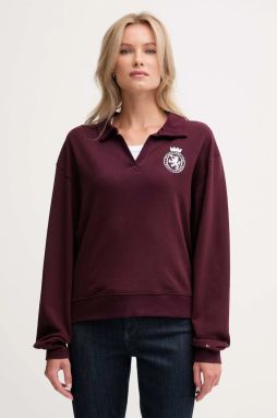 Mikina Tommy Hilfiger bordová farba, s nášivkou, UW0UW06078