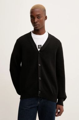 Bavlnený kardigán HUGO San Jared-C čierna farba, 50551509