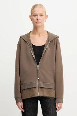 Mikina BOSS Edaree hnedá farba, s kapucňou, jednofarebná, 50548731