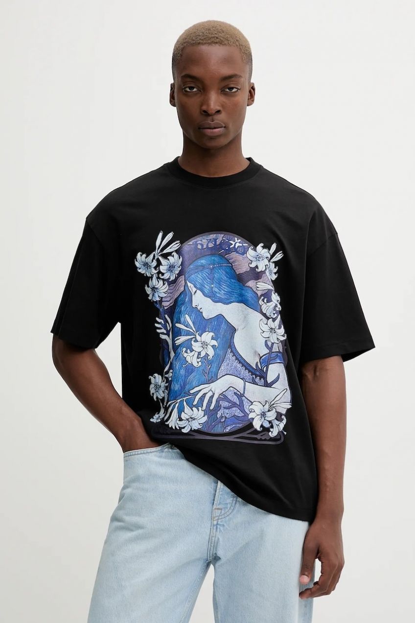 Bavlnené tričko HUGO Difluro pánske, čierna farba, s potlačou, 50548466