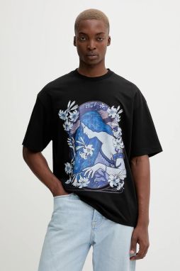 Bavlnené tričko HUGO Difluro pánske, čierna farba, s potlačou, 50548466