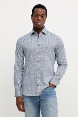 Košeľa Michael Kors tmavomodrá farba, slim, s klasickým golierom, MK0DS01622