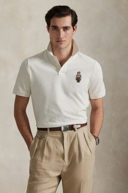 Bavlnené polo tričko Polo Ralph Lauren biela farba, s nášivkou, 710P00082