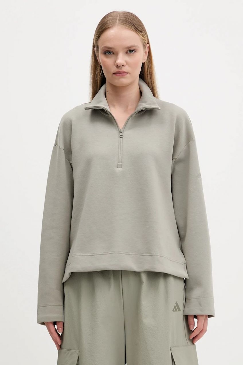 Mikina adidas Soft Lux zelená farba, s potlačou, JW7422