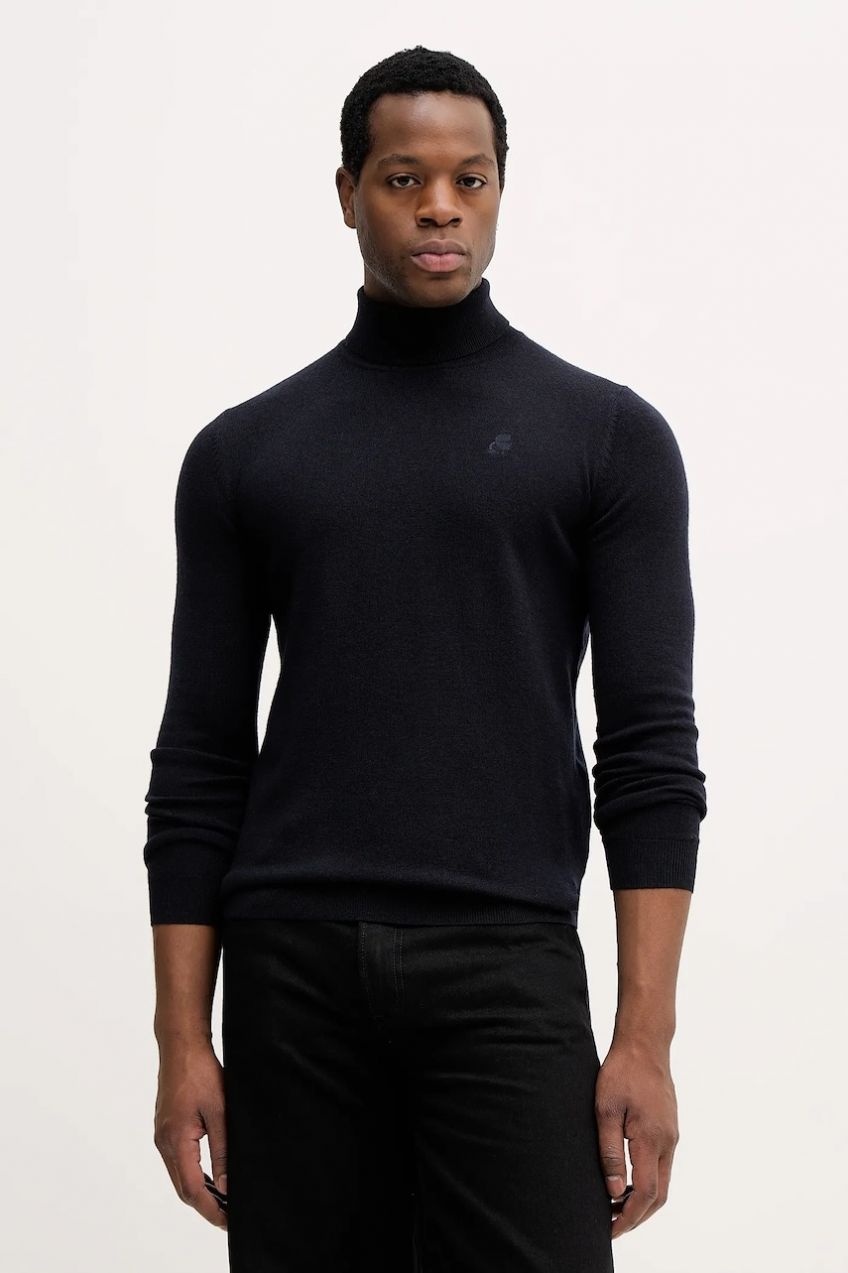 Vlnený sveter Karl Lagerfeld hnedá farba, ľahký, s rolákom, 554399.655058