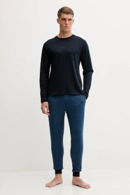 Bavlnené pyžamo BOSS Relax Long Set čierna farba, vzorované, 50550494