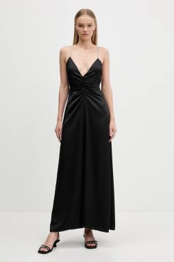 Šaty HUGO Kebera-1 čierna farba, maxi, áčkový strih, 50546784