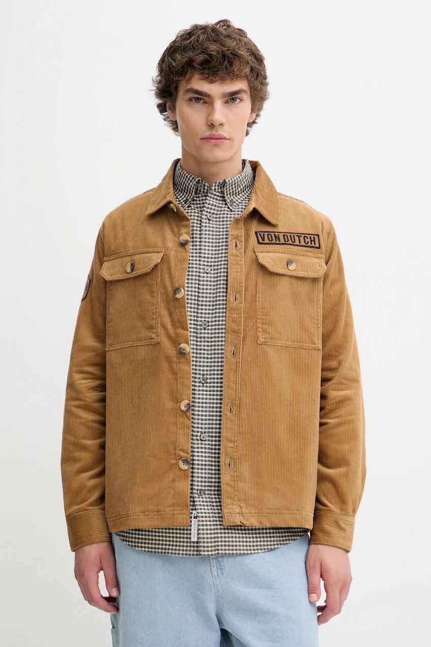 Bavlnená košeľa Von Dutch zelená farba, regular, s klasickým golierom, VD.1.OSH.1929