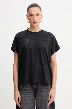 Bavlnené tričko BOSS Orange C_Emason_hotfix dámske, čierna farba, 50547797