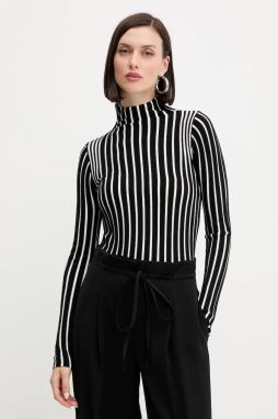 Sveter Twinset čierna farba, ľahké, s polorolákom, 252LI3ABB