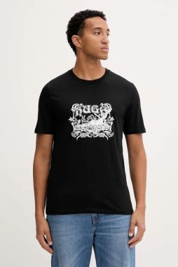 Bavlnené tričko HUGO Diwom pánske, čierna farba, s potlačou, 50548565