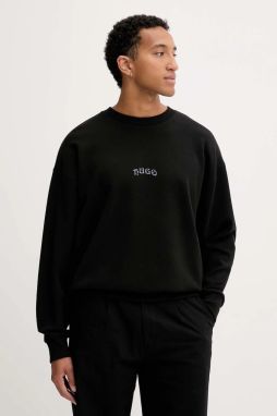 Mikina HUGO Dadsino čierna farba, vzorovaná, 50546800