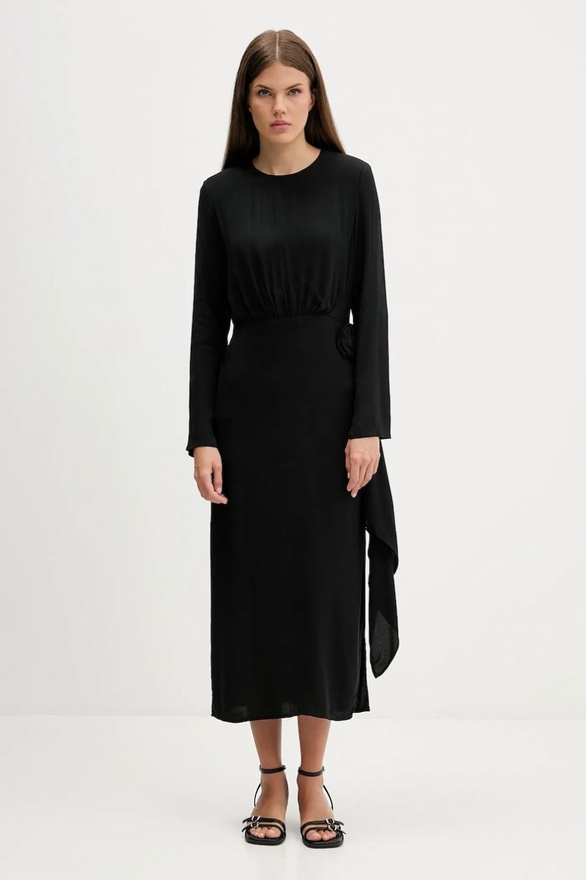 Šaty HUGO Kadele-1 čierna farba, maxi, áčkový strih, 50547704