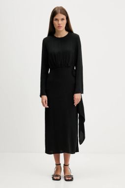 Šaty HUGO Kadele-1 čierna farba, maxi, áčkový strih, 50547704