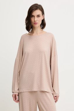 Pyžamové tričko s dlhým rukávom BOSS B Logo LS-Shirt béžová farba, 50550693