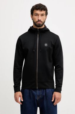 Mikina BOSS Green Saggy Future čierna farba, s kapucňou, jednofarebná, 50545581