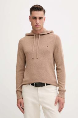 Vlnený sveter Tommy Hilfiger hnedá farba, MW0MW40438