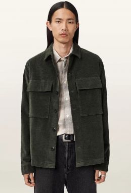 Košeľa AllSaints HAWKER čierna farba, regular, s klasickým golierom, M017SD