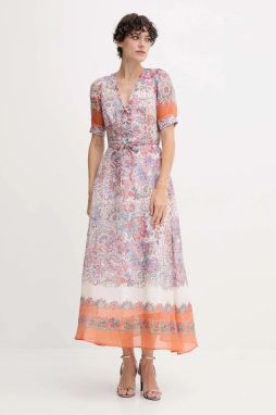 Šaty s prímesou hodvábu Hale BOB biela farba, maxi, áčkový strih, 55AL612M