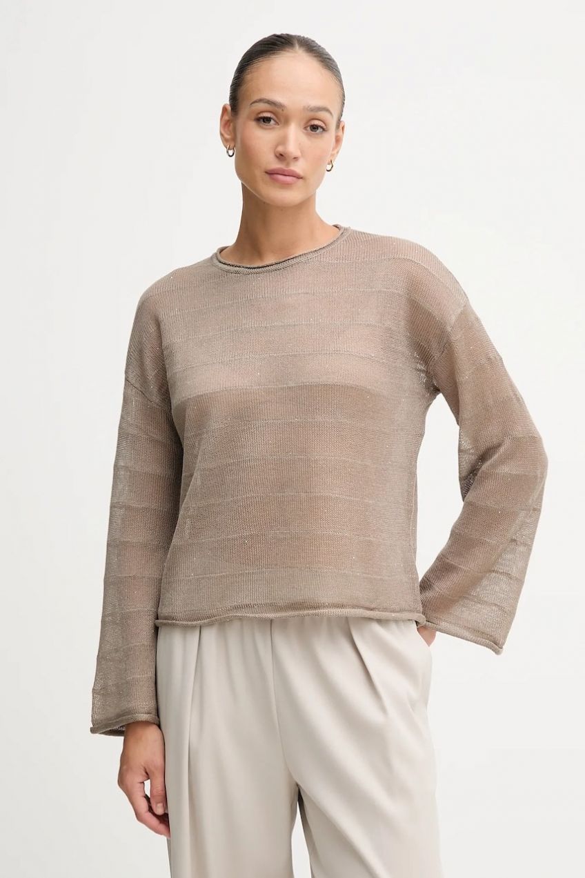 Sveter Hoss Intropia zelená farba, ľahký, 6382013