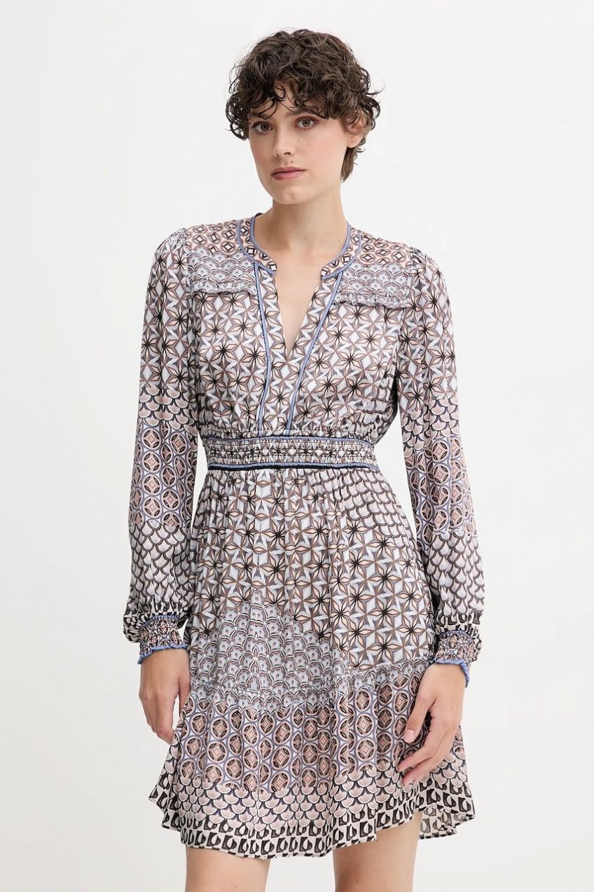 Šaty Hale BOB hnedá farba, mini, áčkový strih, 55RY660A