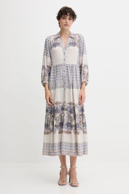 Šaty s prímesou ľanu Hale BOB modrá farba, 55WD672M