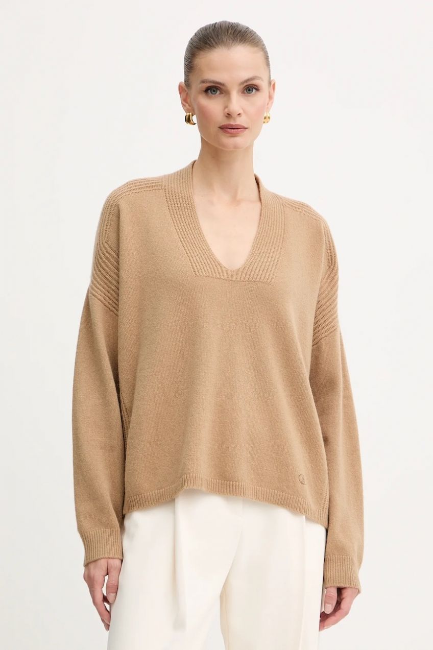 Vlnený sveter Liu Jo zelená farba, MF5060 MS009