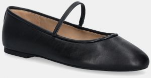 Kožené balerínky Lauren Ralph Lauren Jayna Mj čierna farba, 802977874001