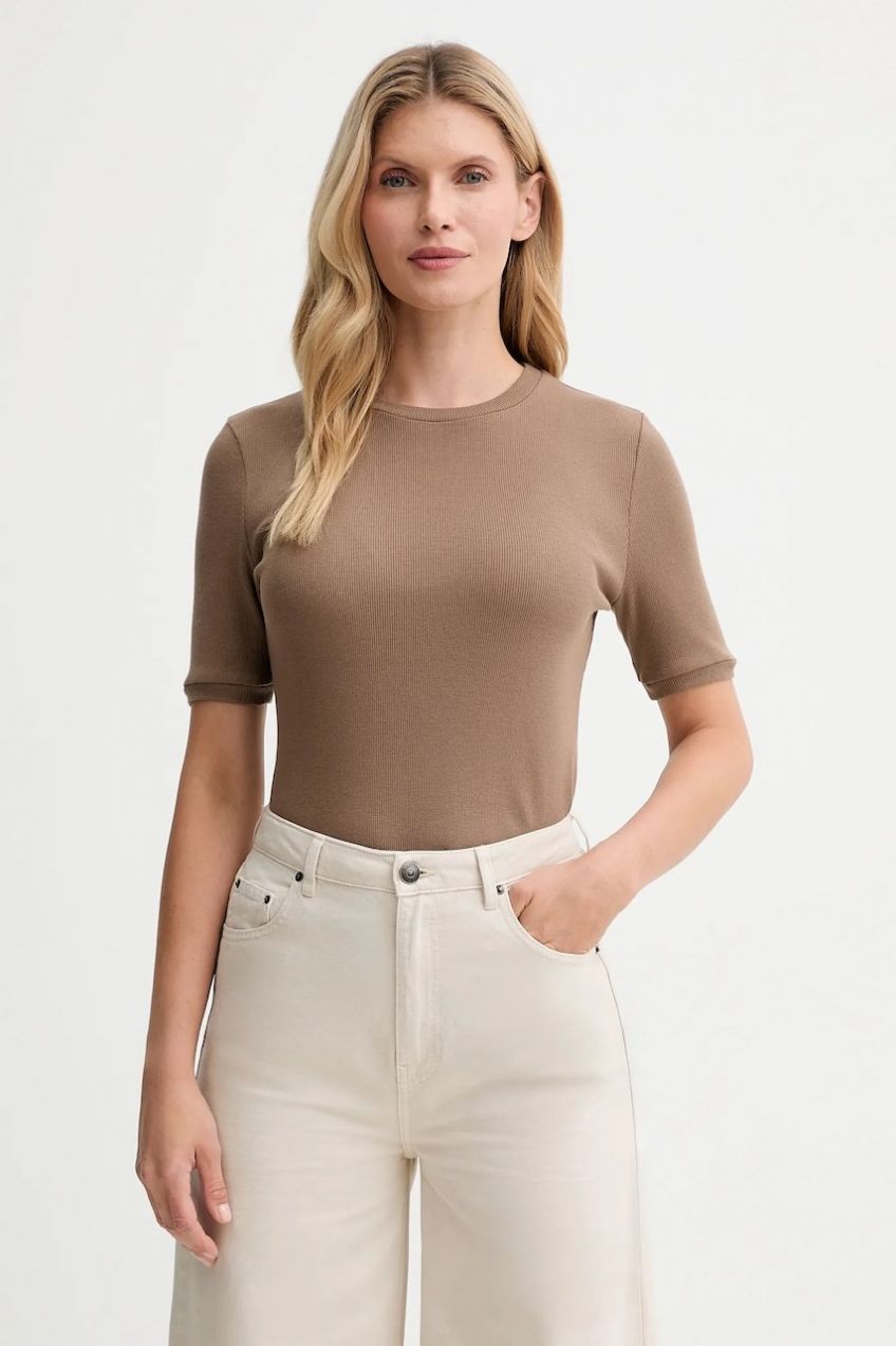 Tričko MUUV. MUUV. x Answear dámske, hnedá farba