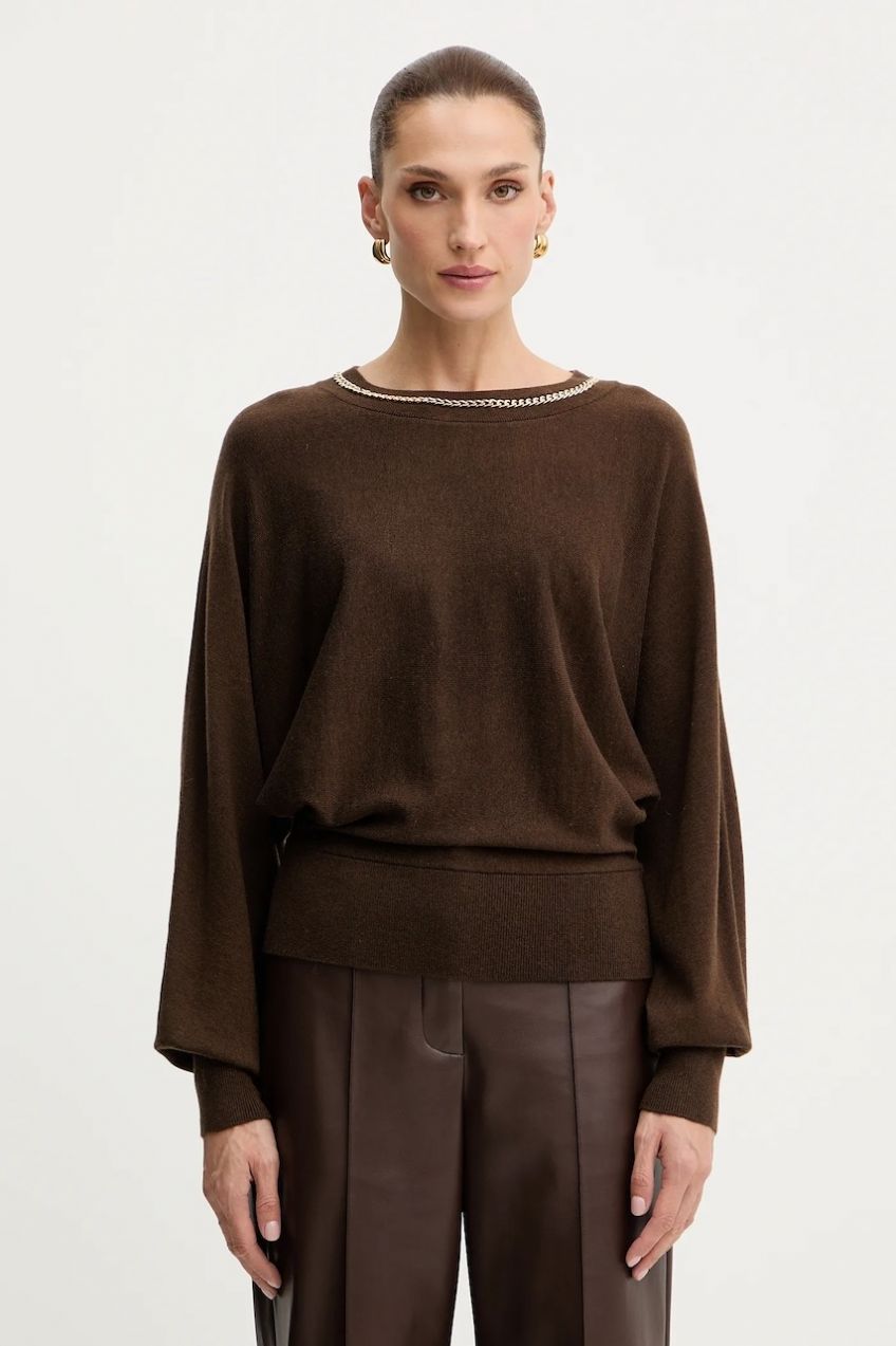 Sveter s prímesou vlny Marciano by Guess ABEL hnedá farba, 5BGR02 5782Z