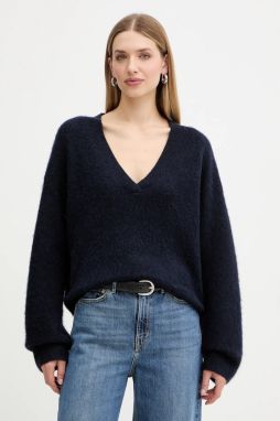 Sveter s prímesou vlny BOSS Orange C_Fiti tmavomodrá farba, 50549185