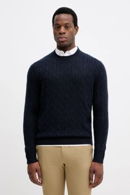 Sveter s prímesou kašmíru BOSS H-Hetico tmavomodrá farba, ľahké, 50549975
