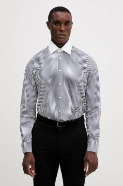 Košeľa Karl Lagerfeld tmavomodrá farba, regular, s talianskym golierom, 554603.605116