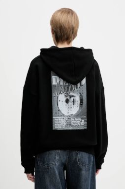 Bavlnená mikina HUGO Dalessandra čierna farba, s kapucňou, s potlačou, 50554966