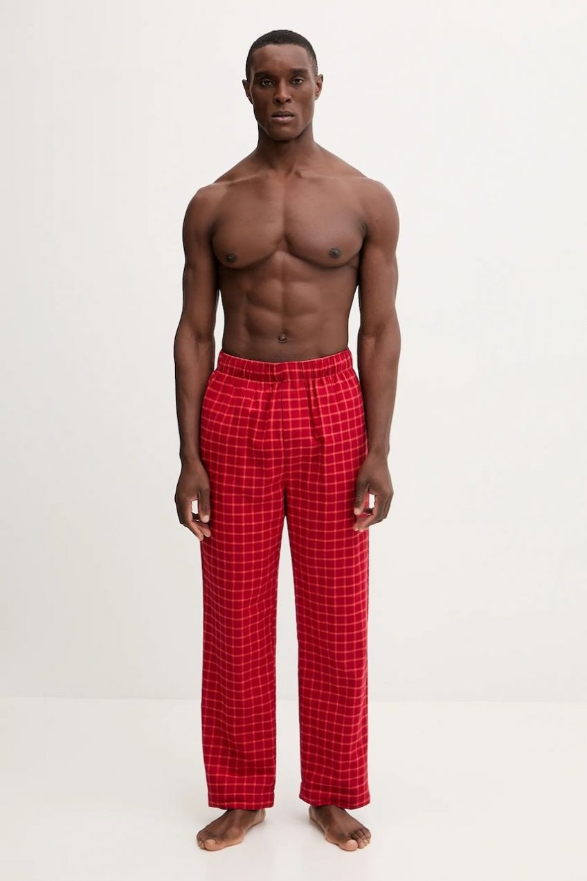 Bavlnené pyžamové nohavice Calvin Klein Underwear červená farba, vzorované, LV00NM2923