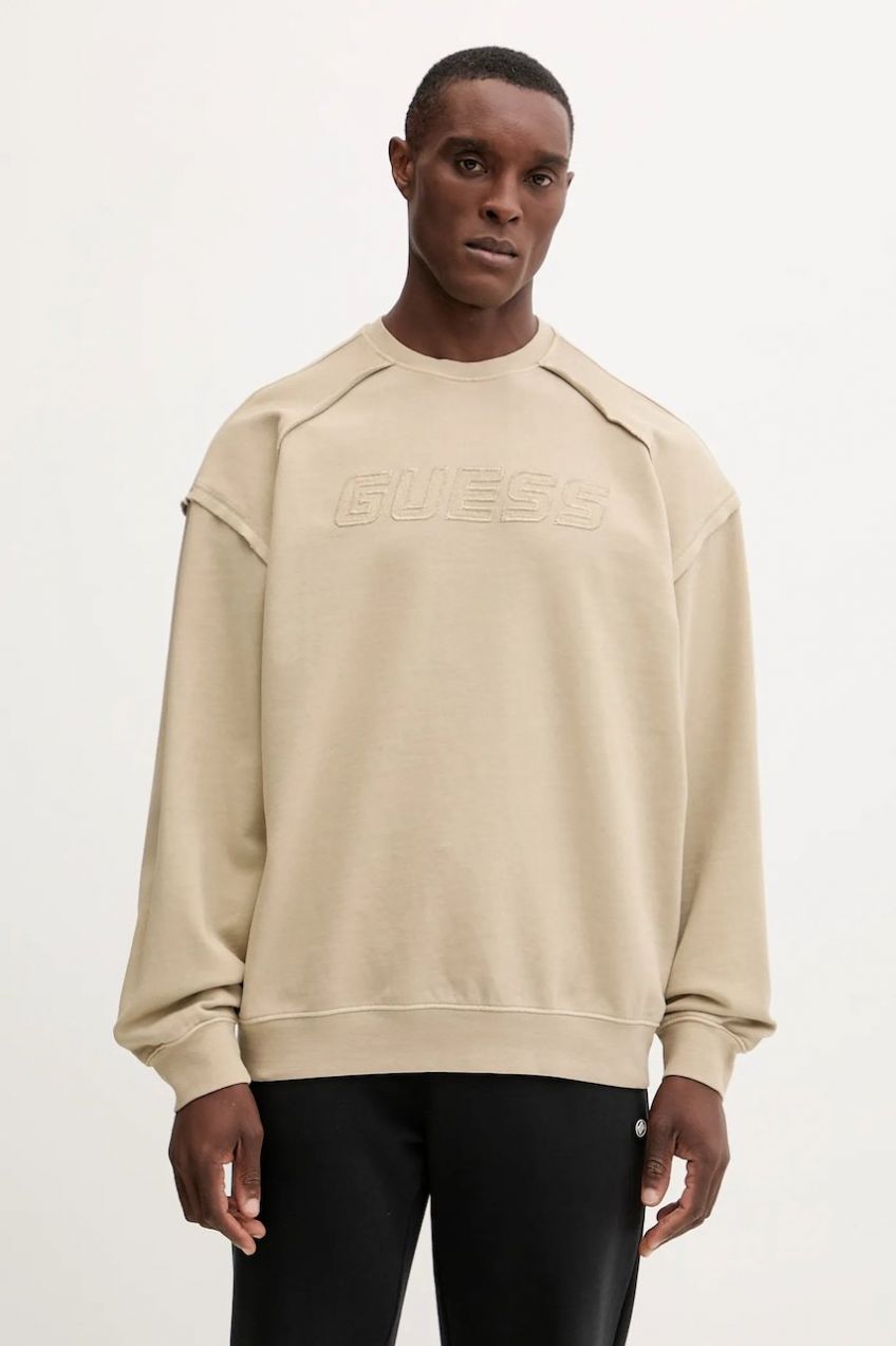 Bavlnená mikina Guess LASI zelená farba, s nášivkou, Z5BQ09 KCE91