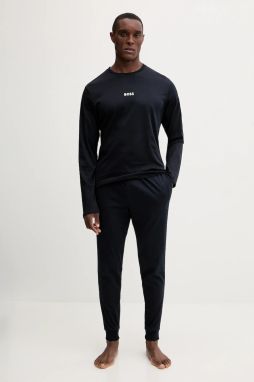 Bavlnené pyžamo BOSS Xmas Long Set tmavomodrá farba, s potlačou, 50550547