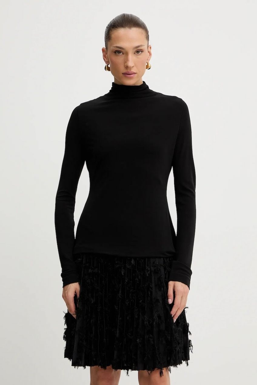 Šaty BOSS Ecicla čierna farba, mini, áčkový strih, 50548115