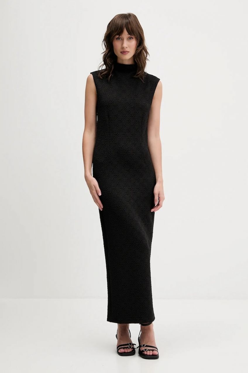 Šaty HUGO Naired čierna farba, maxi, priliehavé, 50550118